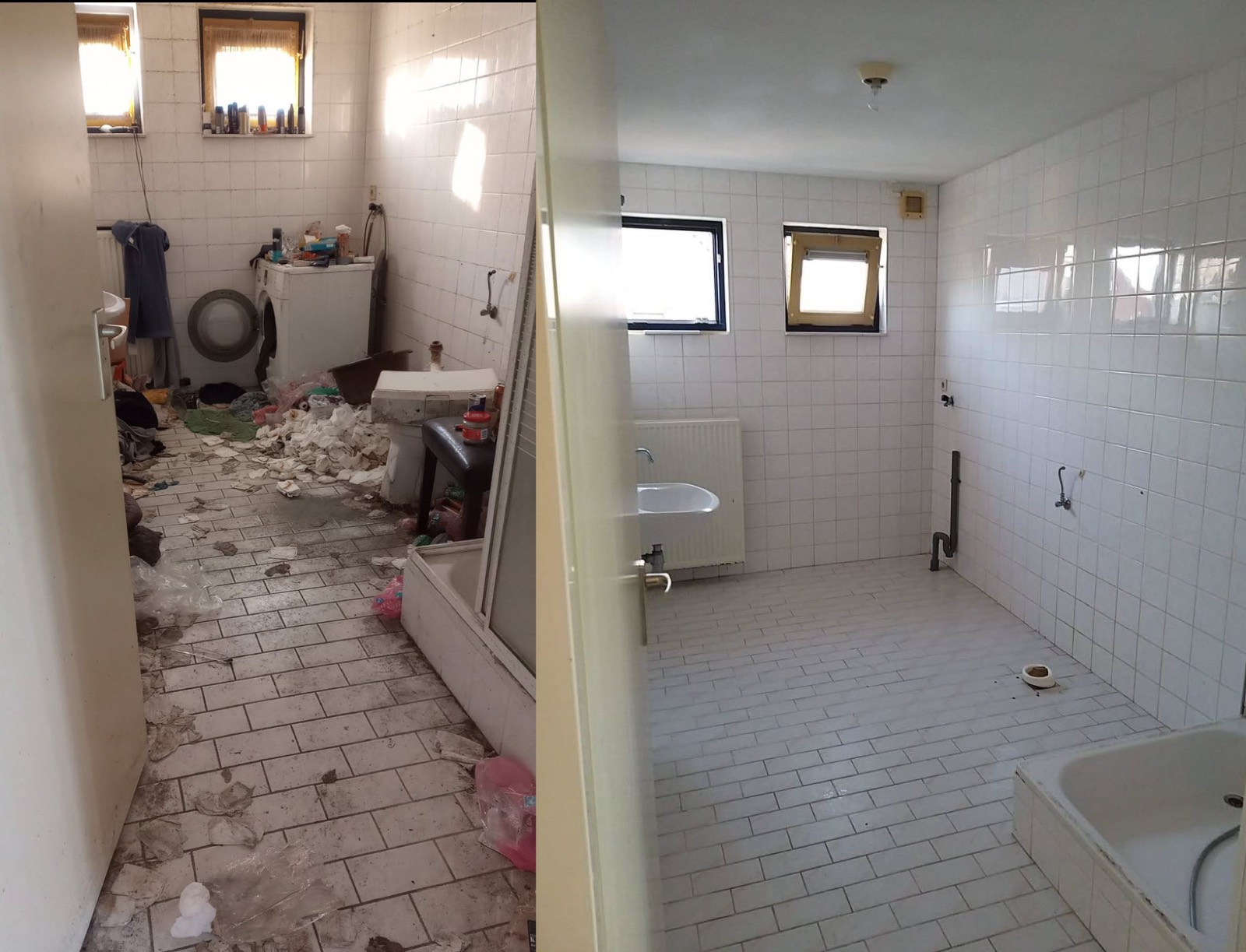 Badkamer voor en na dieptereiniging